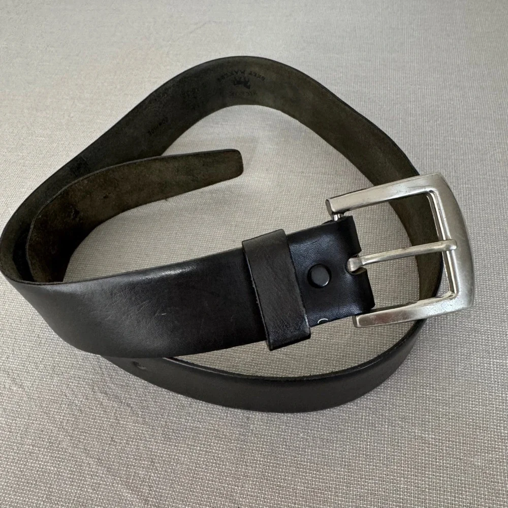 Hickok‎ Leather Belt Silver Tone Buckle Black